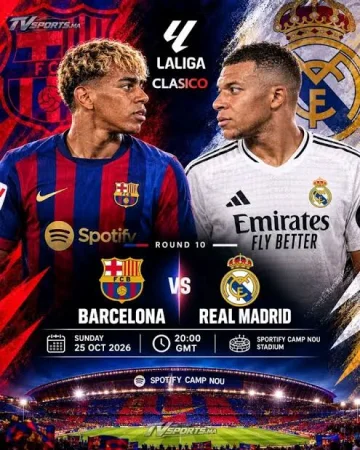 El Klasiko 2026: Real Madrid – Barselona Jonli efir Zo'r tv Fudbol Bugun 25-10-2026 oyini